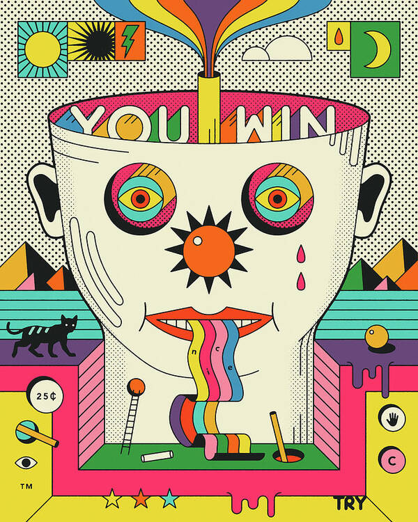 Surreal Illustration Poster featuring the digital art You Win Nice Try by Jazzberry Blue