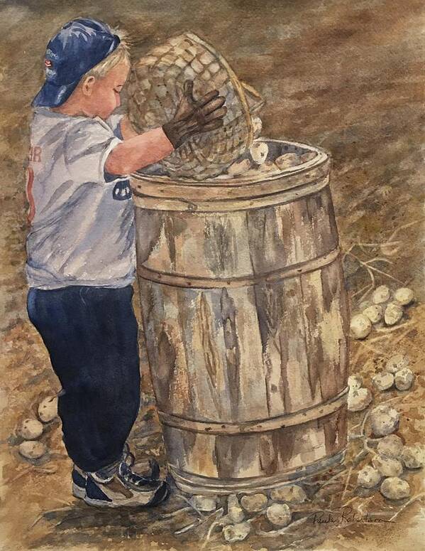 Aroostook County Poster featuring the painting Young Potato Picker by Paula Robertson