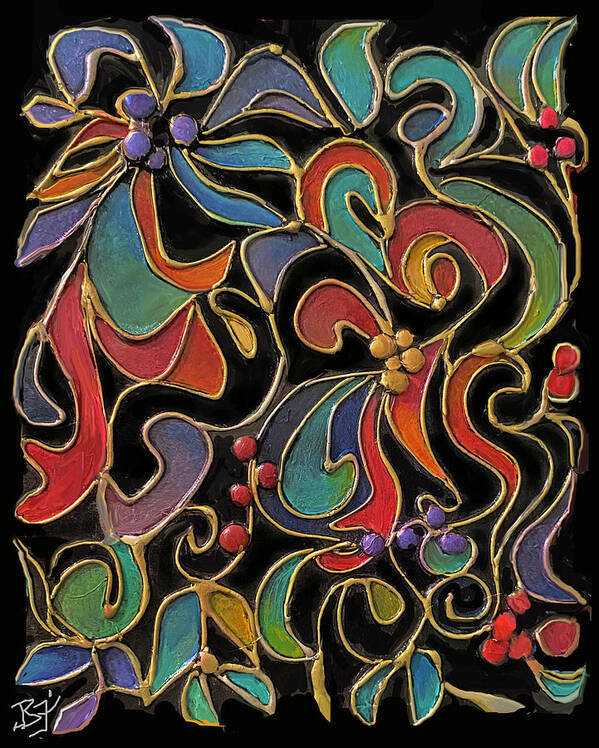 Hot Glue Painting Poster featuring the mixed media Zentangle Garden by Jean Batzell Fitzgerald