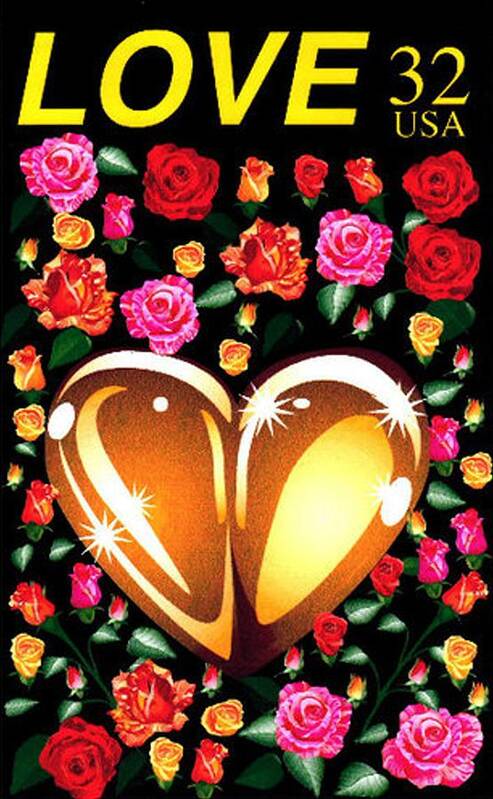 Stamp Flowers Mail Postage Heart Valentine Love Attractive Poster featuring the digital art Love Stamp by P Dwain Morris