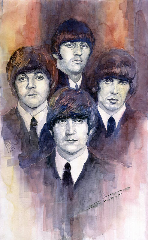 Watercolor Poster featuring the painting The Beatles 02 by Yuriy Shevchuk
