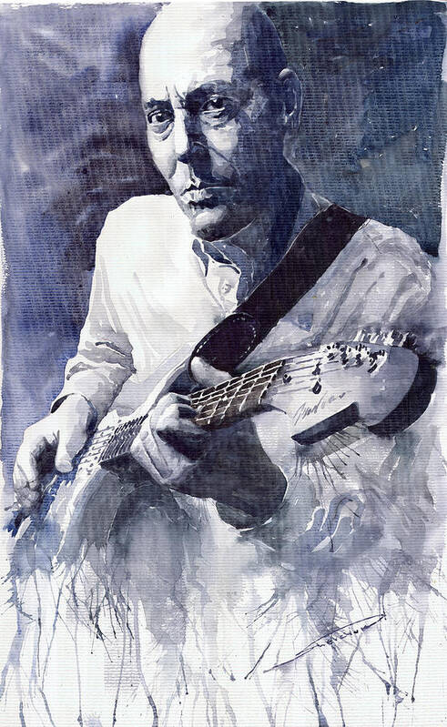 Blues Poster featuring the painting Jazz Guitarist Rene Trossman by Yuriy Shevchuk