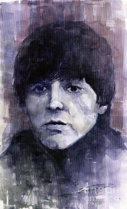Watercolor Poster featuring the painting The Beatles Paul McCartney by Yuriy Shevchuk
