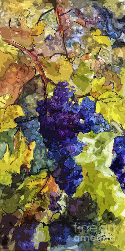 Grapes Poster featuring the painting Modern Wine Grapes Art by Ginette Callaway