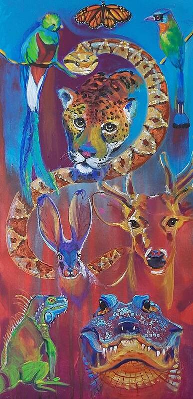 Spirit Animal Poster featuring the painting Spirit Animals of the Maya by Kaytee Esser