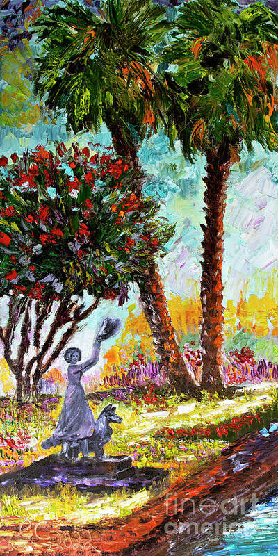 Savannah Poster featuring the painting Spring In Savannah Georgia Waving Girl by Ginette Callaway