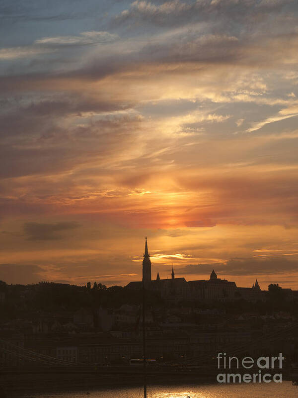 Budapest Poster featuring the photograph Budapest's Fiery Skies by Brenda Kean