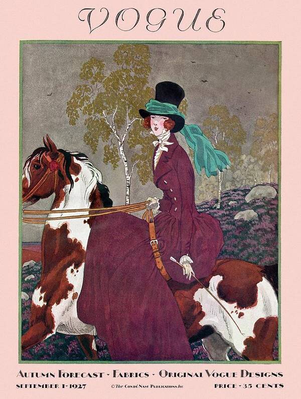 Illustration Poster featuring the photograph A Vintage Vogue Magazine Cover Of A Woman #1 by Pierre Brissaud