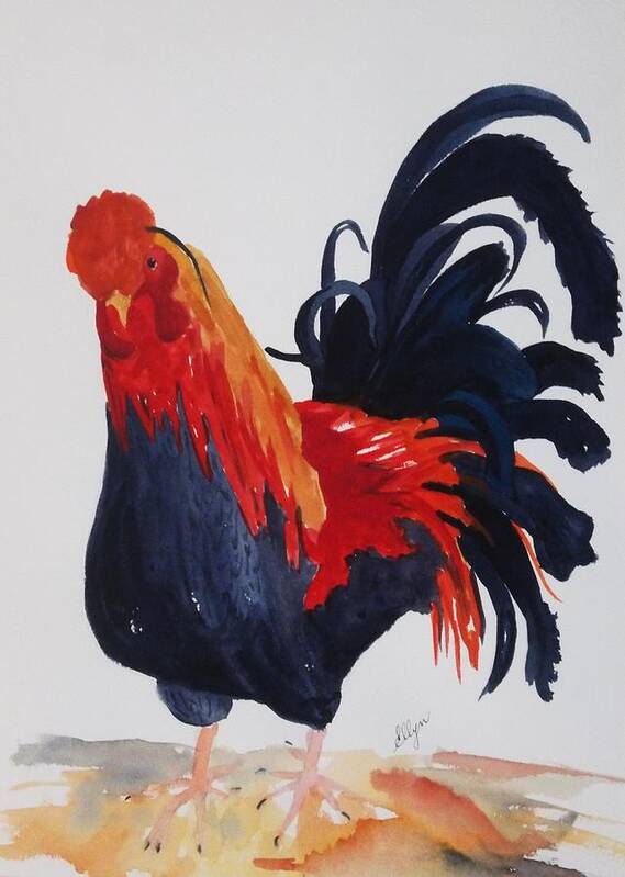 Rooster Poster featuring the painting Barnyard Boss II by Ellen Levinson