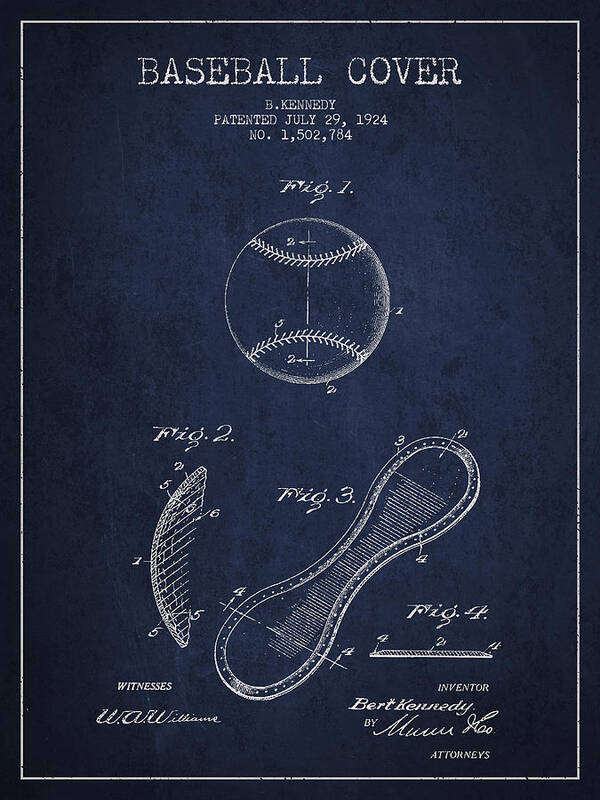 Baseball Patent Poster featuring the digital art Baseball Cover Patent Drawing From 1924 #3 by Aged Pixel