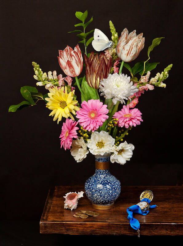 Dutch Poster featuring the photograph Bosschaert - Flower Bouquet in Chinese Pot #1 by Levin Rodriguez