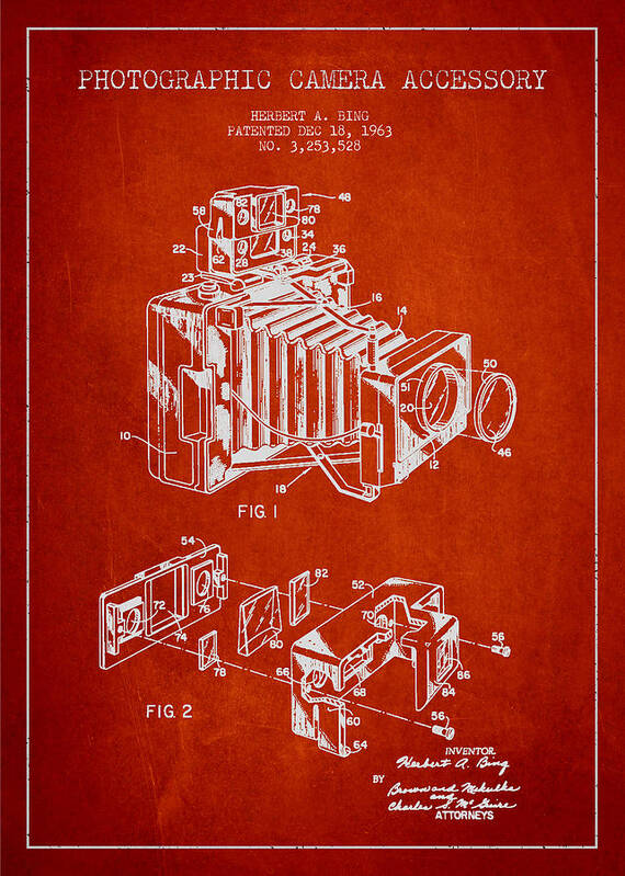 Camera Poster featuring the digital art Camera Patent Drawing From 1963 #2 by Aged Pixel