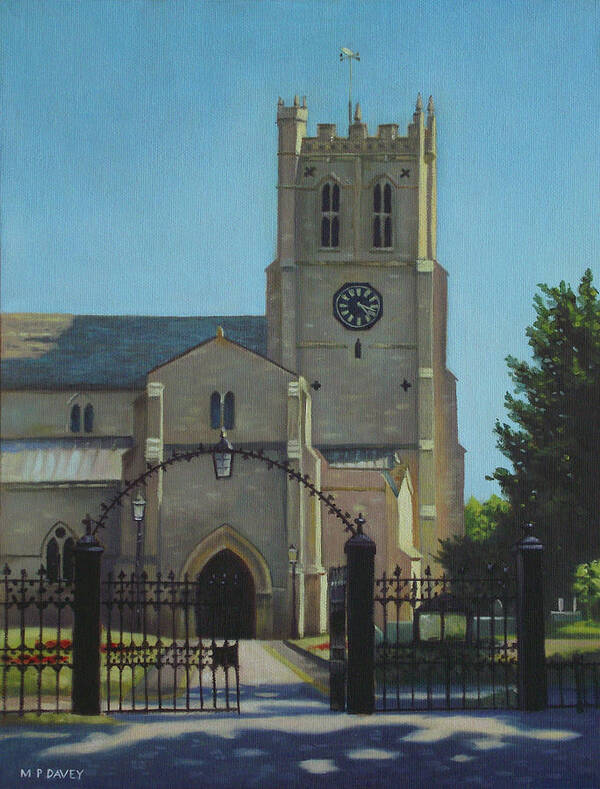 Christchurch Poster featuring the painting Christchurch priory #1 by Martin Davey