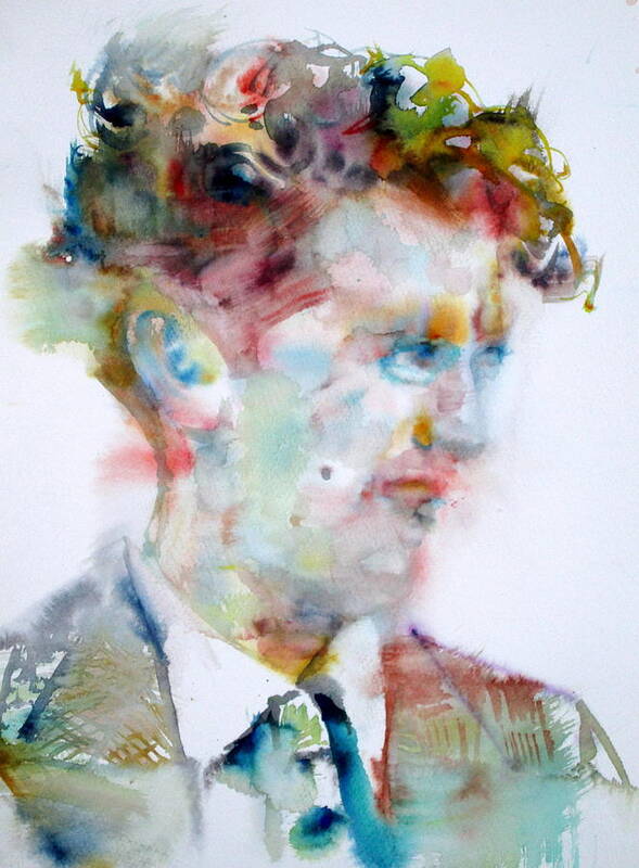 Dylan Thomas Poster featuring the painting DYLAN THOMAS - watercolor portrait #1 by Fabrizio Cassetta