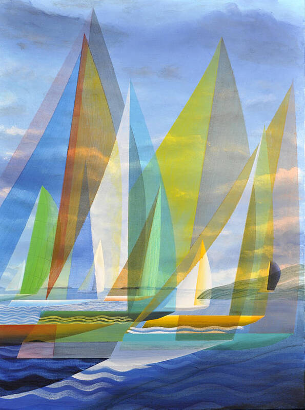 Water Poster featuring the painting Island Sailing #1 by Douglas Pike