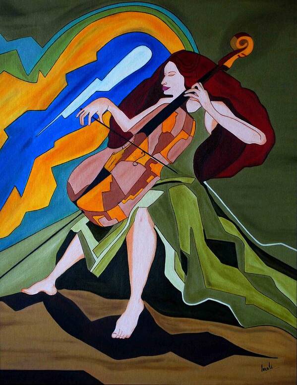 Oil Poster featuring the painting Lost in Music by Sonali Kukreja