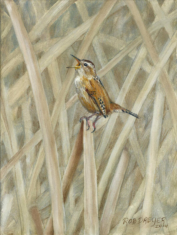 Marsh Wren Poster featuring the painting Marsh Melody #1 by Dreyer Wildlife Print Collections 