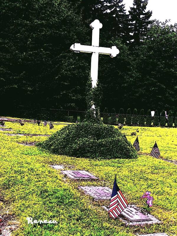 Memorial Day Poster featuring the photograph 2- Wilkeson Catholic Cemetery by A L Sadie Reneau