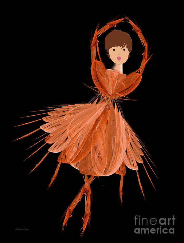 Ballerina Poster featuring the digital art 1 Orange Ballerina by Andee Design