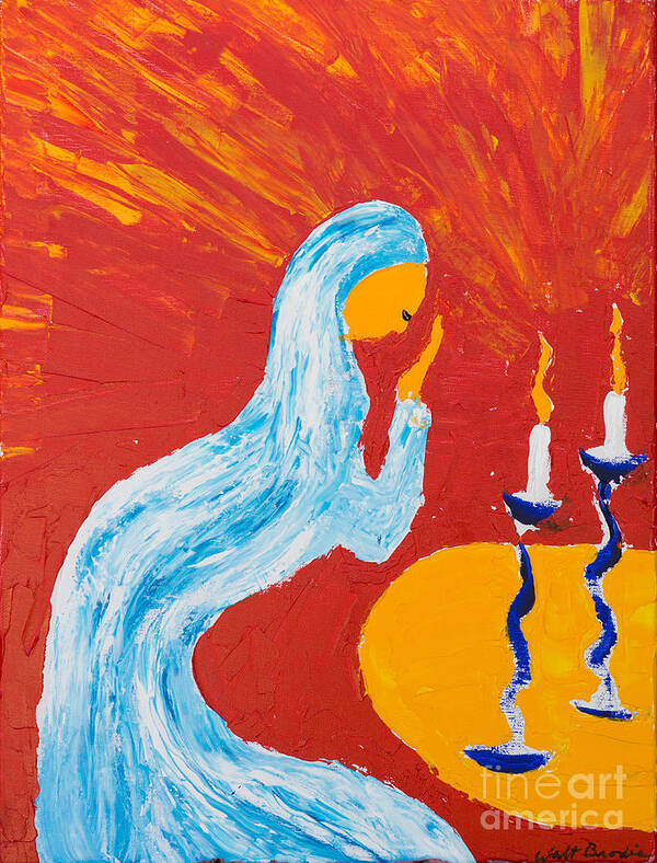 Jewish Art Poster featuring the painting Sabbath Prayer by Walt Brodis