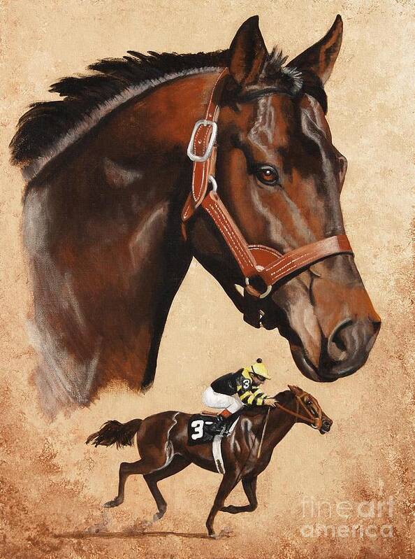 Seattle Slew Poster featuring the painting Seattle Slew #1 by Pat DeLong