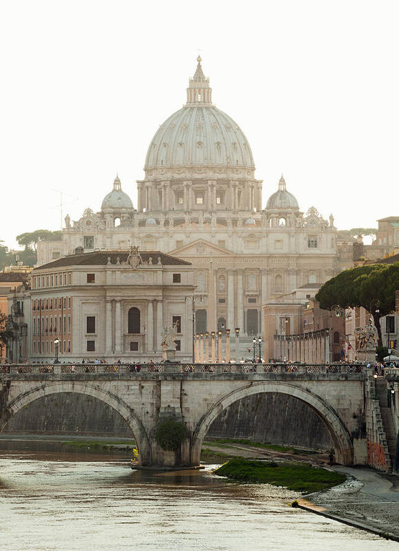 Tranquility Poster featuring the photograph St. Peter´s Basilica At Sunset #1 by Jorg Greuel