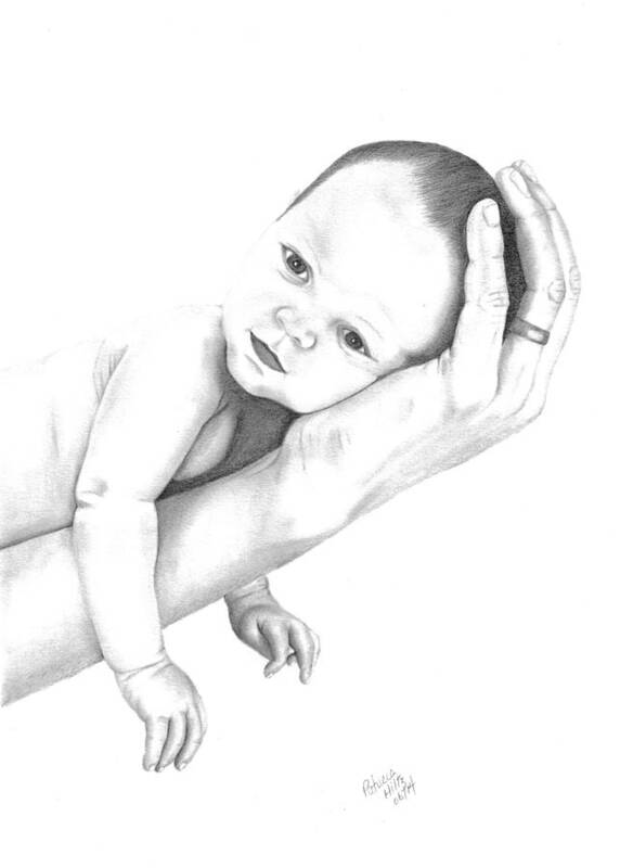 Baby Poster featuring the drawing Trusting Innocence by Patricia Hiltz