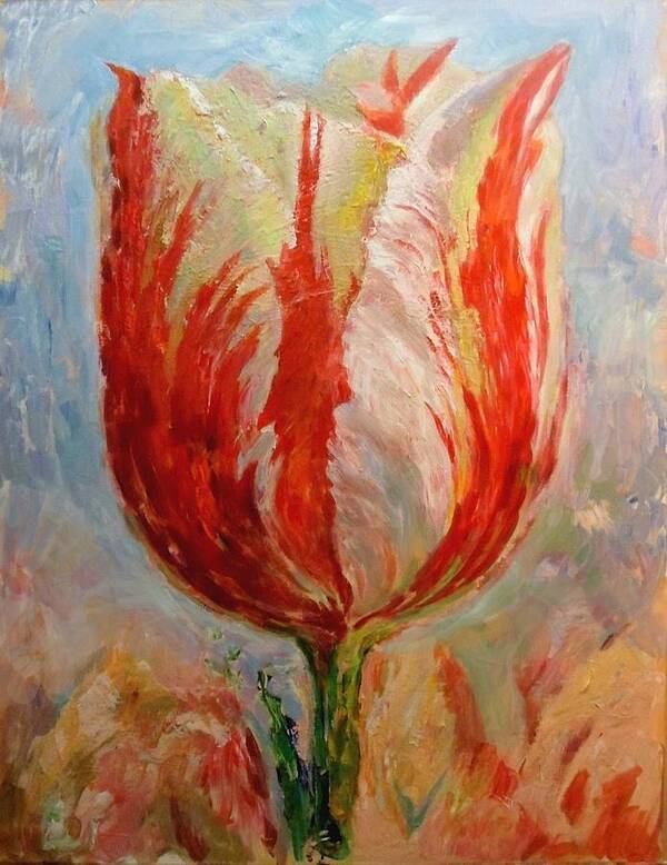 Tulip Poster featuring the painting Tulip #2 by Hans Droog