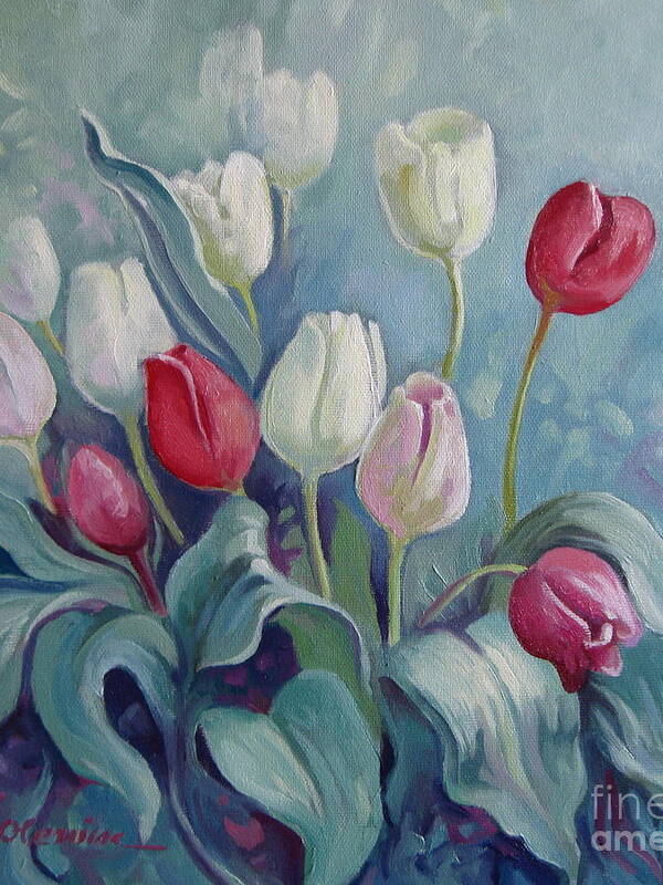 Tulips Poster featuring the painting Tulips #2 by Elena Oleniuc