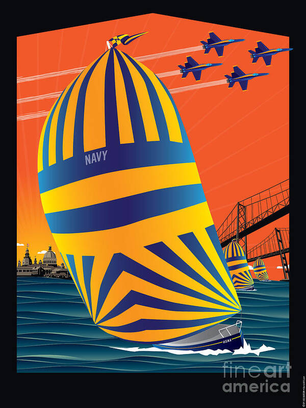 Navy 44s Poster featuring the digital art USNA Sunset Sail #1 by Joe Barsin