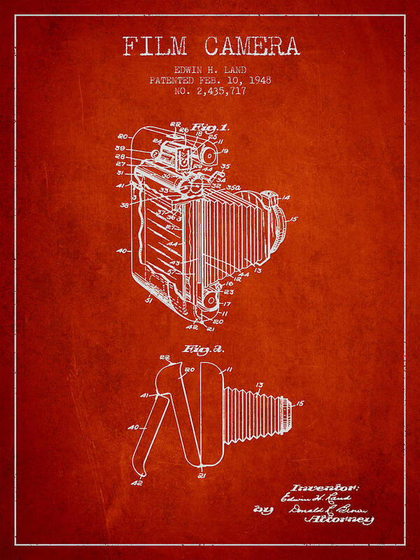 Camera Poster featuring the digital art Vintage film camera patent from 1948 #2 by Aged Pixel