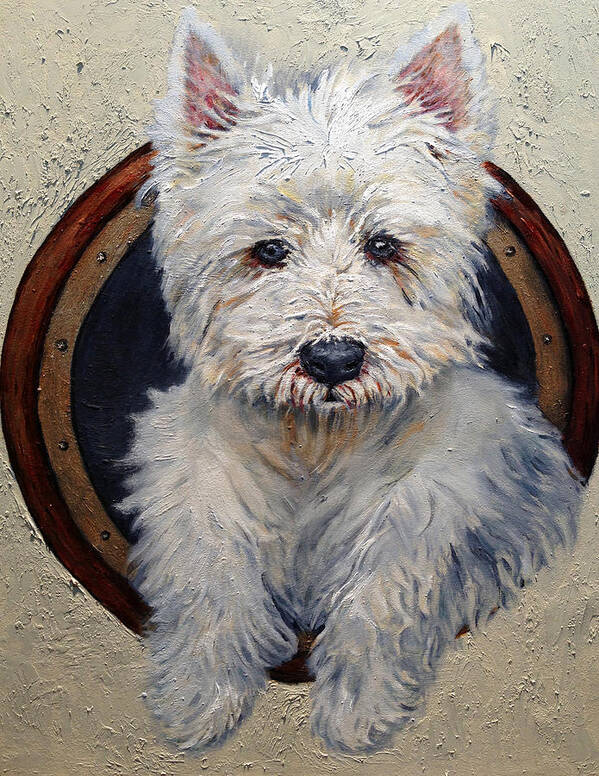 West Highland Terrier Poster featuring the painting West Highland Terrier Dog Portrait by Portraits By NC