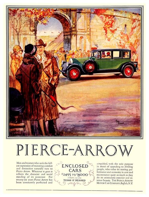 1927 Poster featuring the digital art 1927 - Pierce Arrow Automobile Advertisement - Color by John Madison