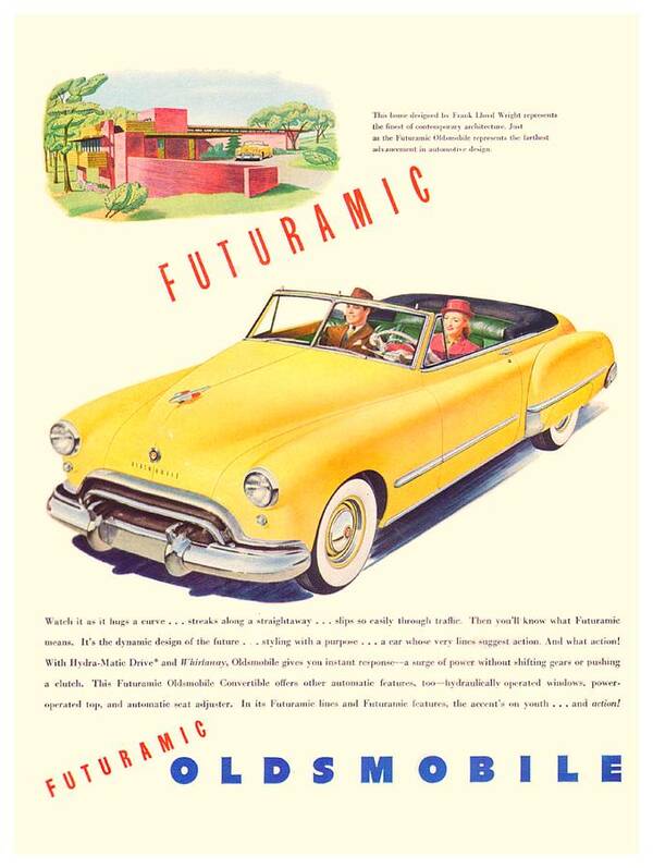 1940 Poster featuring the digital art 1948 - Oldsmobile Convertible Automobile Advertisement - Color by John Madison
