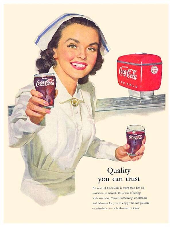 1952 Poster featuring the digital art 1952 - Coca-Cola Advertisement - Color by John Madison