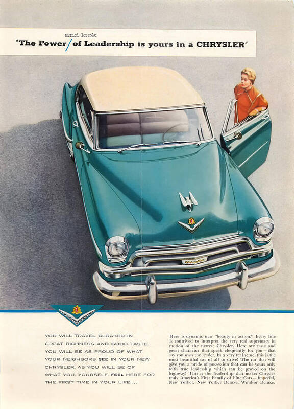 Old Poster featuring the digital art 1953 Chrysler New Yorker by Georgia Clare
