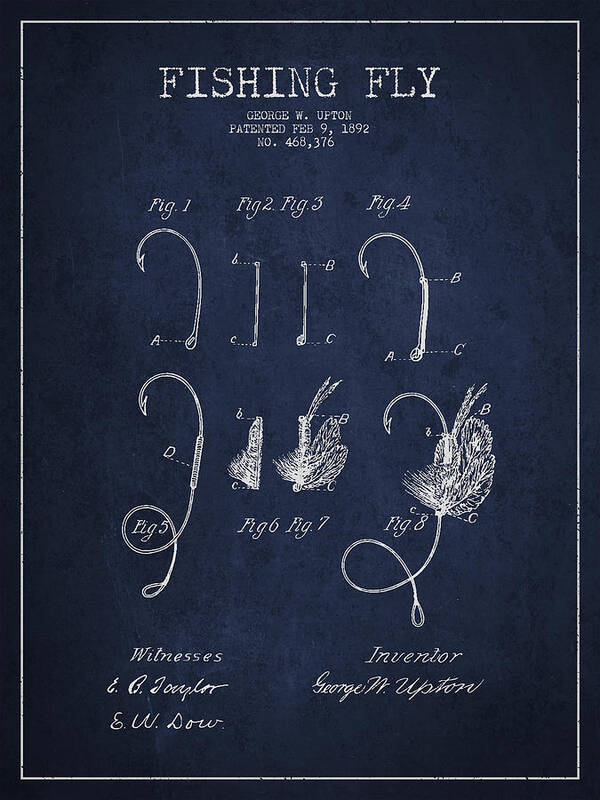 Fishing Fly Poster featuring the digital art Fishing Fly Patent Drawing from 1892 #3 by Aged Pixel