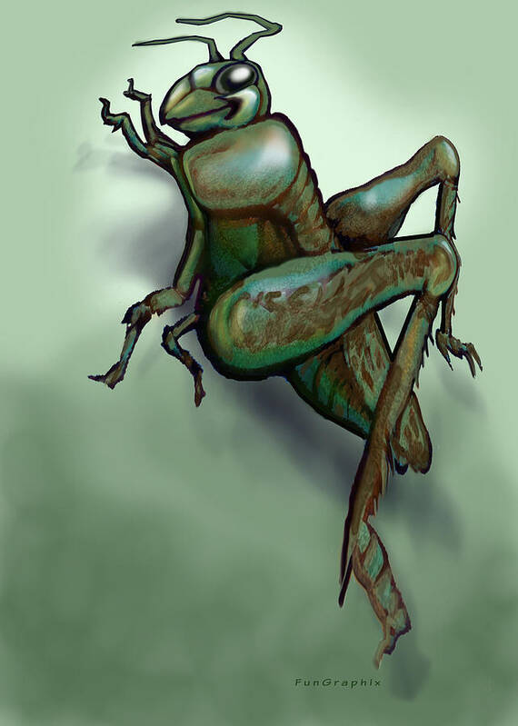 Grasshopper Poster featuring the digital art Grasshopper #2 by Kevin Middleton