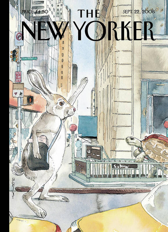 Tortoise Poster featuring the painting The Race Is On by Barry Blitt