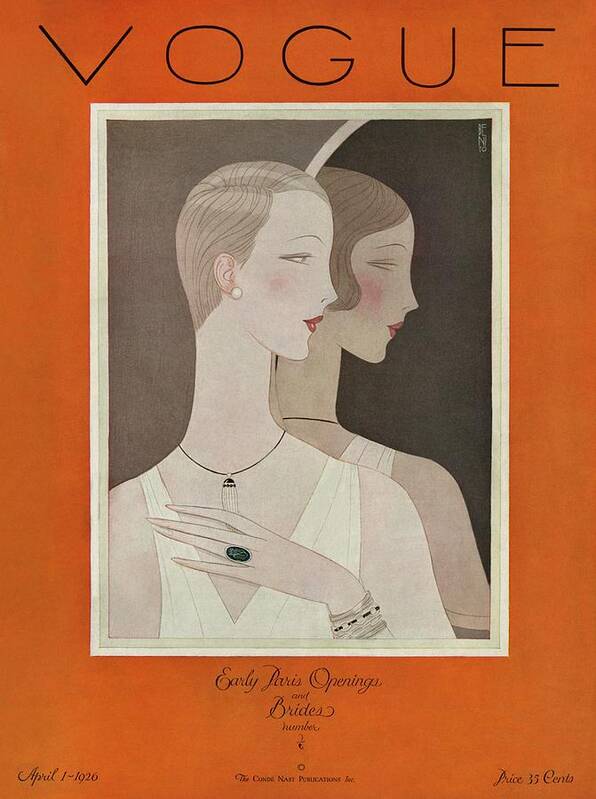 Illustration Poster featuring the photograph A Vintage Vogue Magazine Cover Of A Woman by Eduardo Garcia Benito