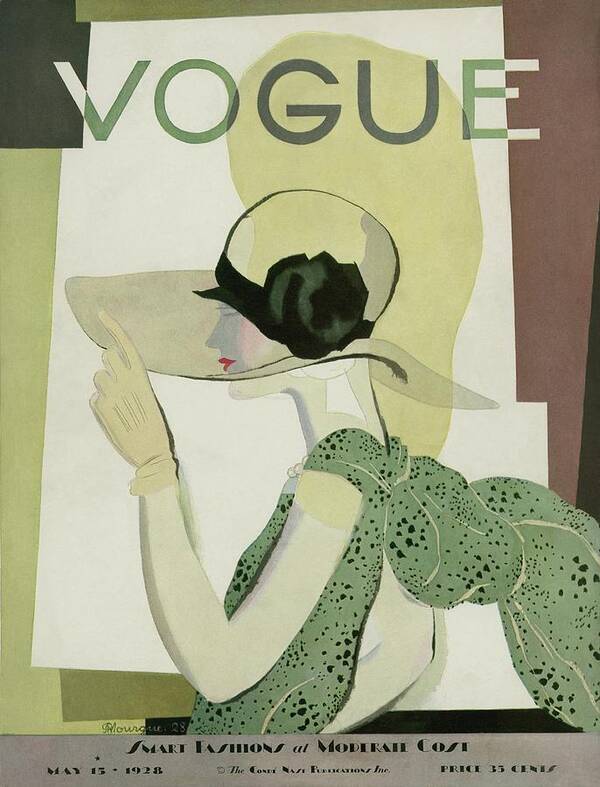 Illustration Poster featuring the photograph A Vintage Vogue Magazine Cover Of A Woman #3 by Georges Lepape