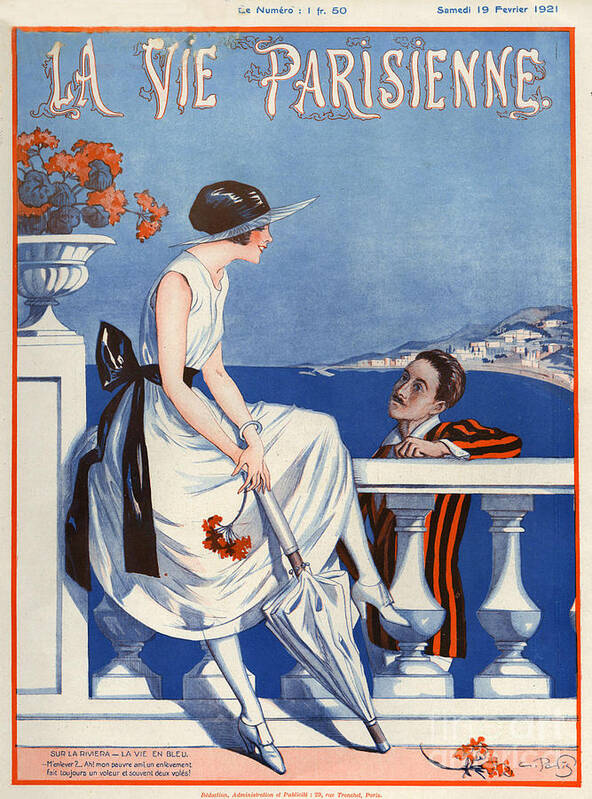 France Poster featuring the drawing 1920s France La Vie Parisienne Magazine #363 by The Advertising Archives