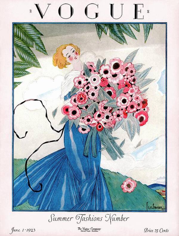 Illustration Poster featuring the photograph A Vogue Magazine Cover Of A Woman #5 by Georges Lepape