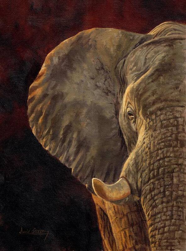 Elephant Poster featuring the painting African Elephant #4 by David Stribbling