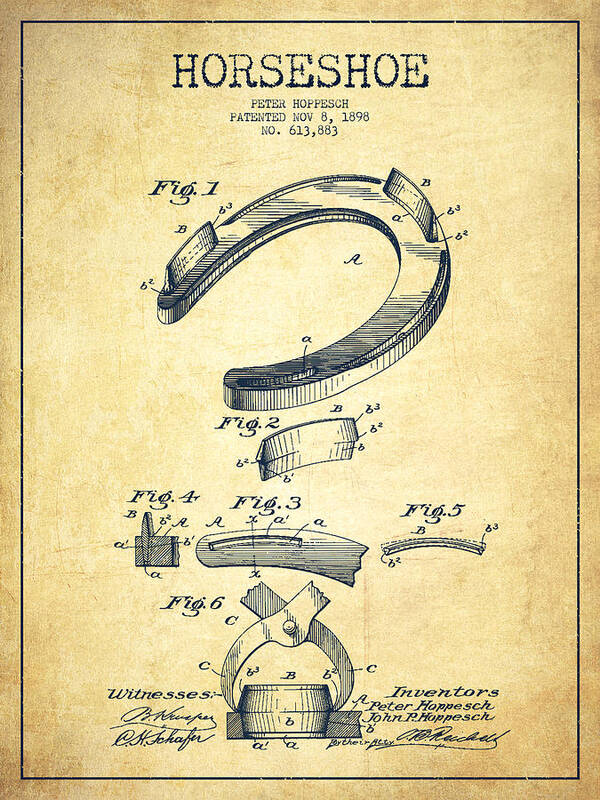 Horseshoe Poster featuring the digital art Horseshoe Patent Drawing from 1898 #5 by Aged Pixel