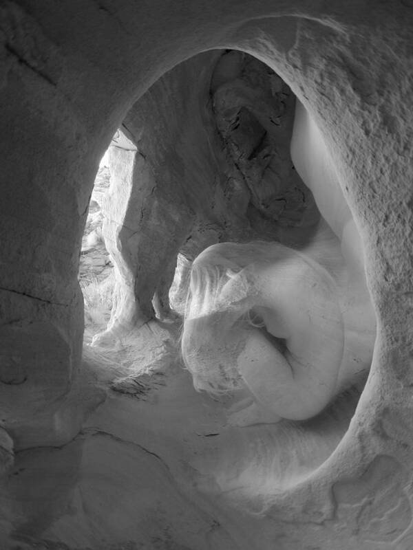 Black And White Poster featuring the photograph 6469 Earth Egg Nude in Wind Cave by Chris Maher
