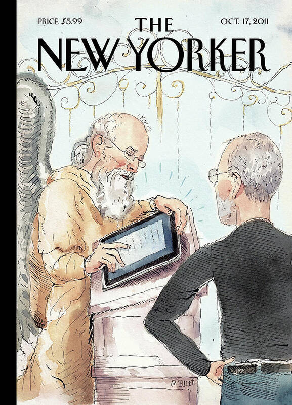 Steve Jobs Poster featuring the painting The Book of Life by Barry Blitt