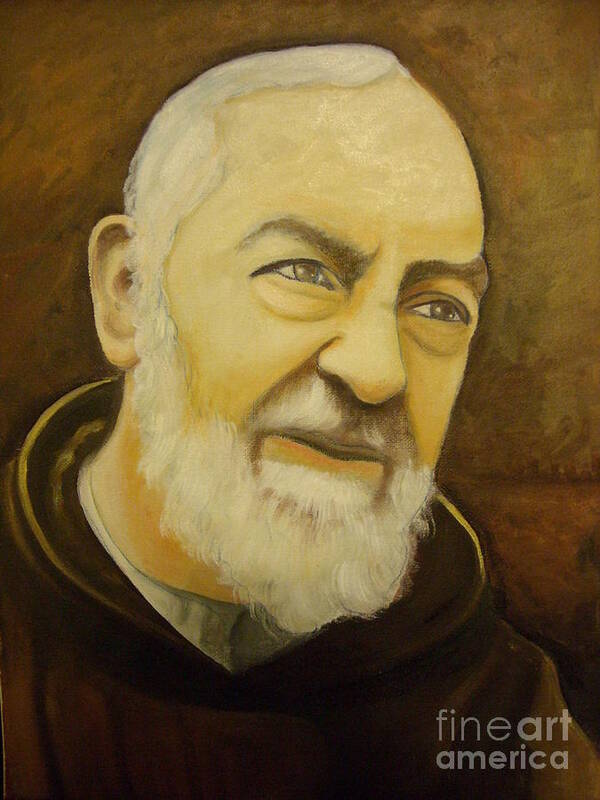 Prayer Poster featuring the painting Padre Pio #8 by Archangelus Gallery