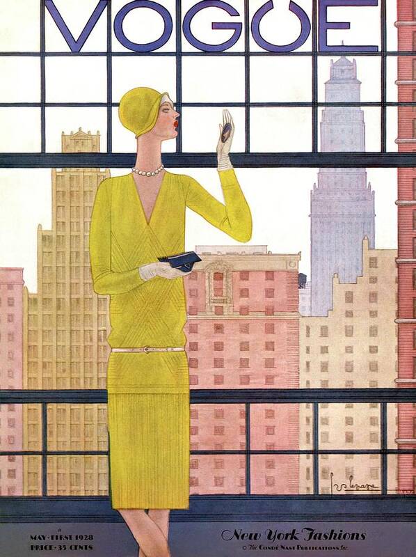 Cityscape Poster featuring the photograph A Vintage Vogue Magazine Cover Of A Woman by Georges Lepape