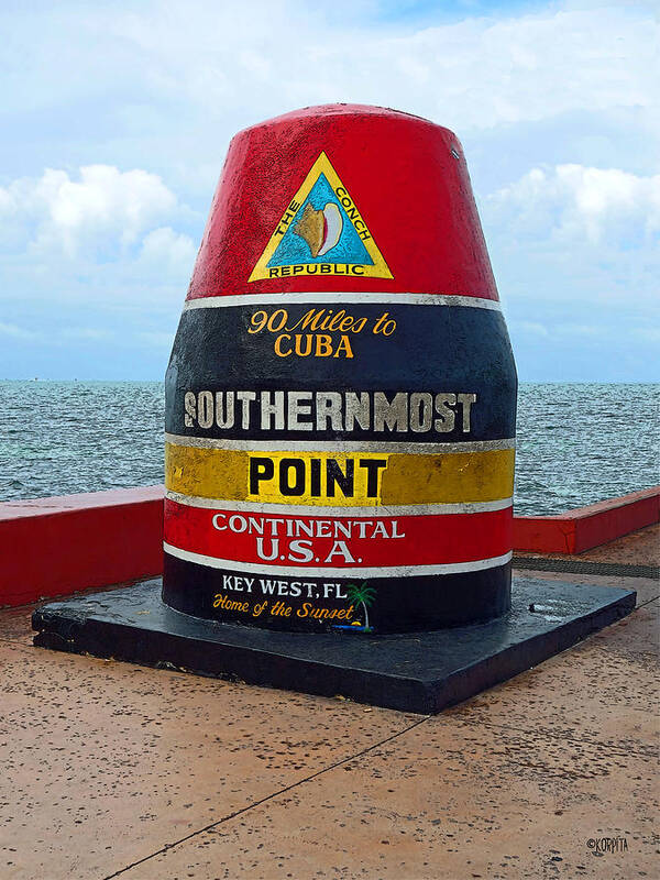 Key West Florida Poster featuring the photograph Southernmost Point Key West - 90 Miles to Cuba by Rebecca Korpita